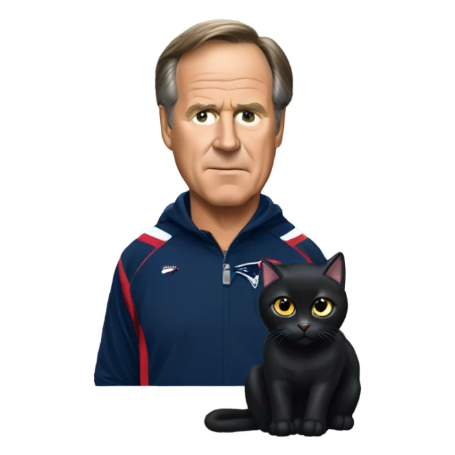 Black cat as Bill Belichick as New England Patriots Head Coach sticker