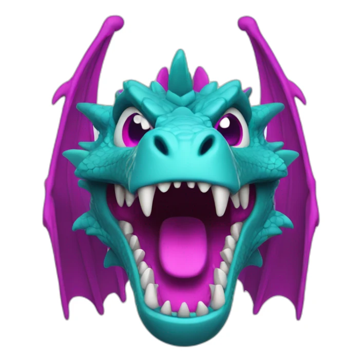 cyan and magenta angry dragon sticker