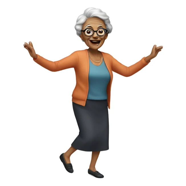 Short elderly woman with glasses dancing sticker