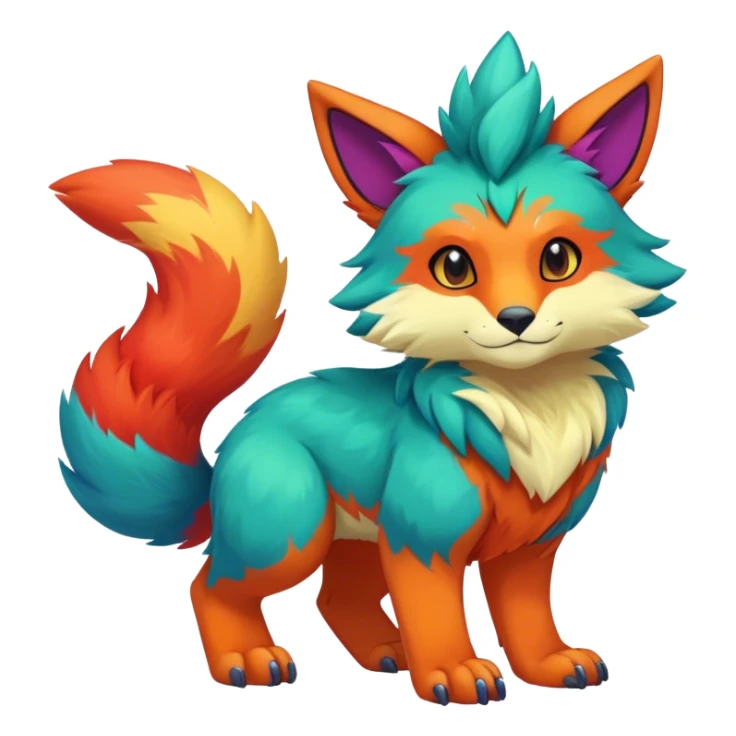 colorful anthro vernid fursona Fakemon sticker