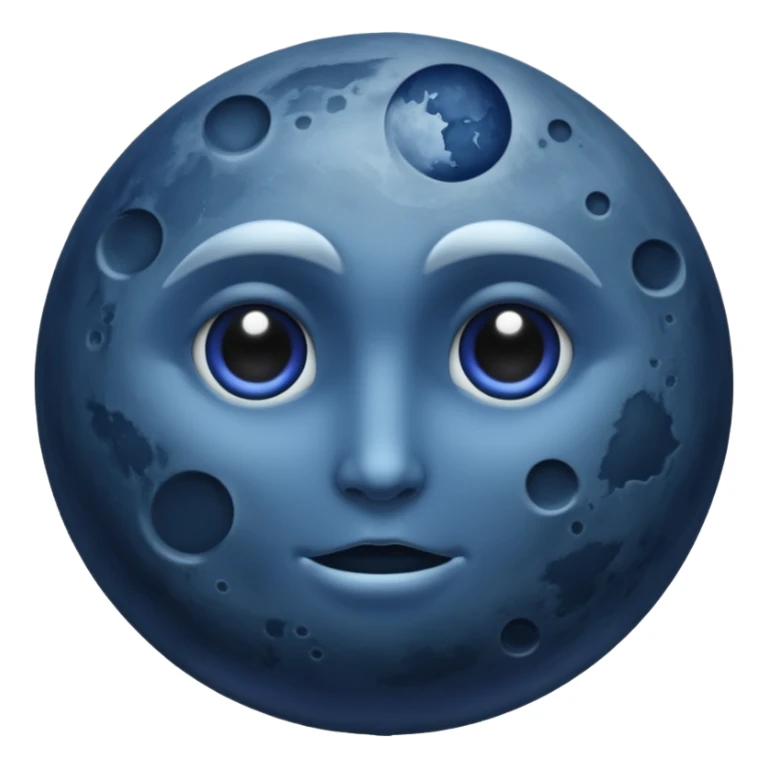 iOS emoji, dark moon, silver outline, mystical symbols, dark fantasy, smooth texture sticker