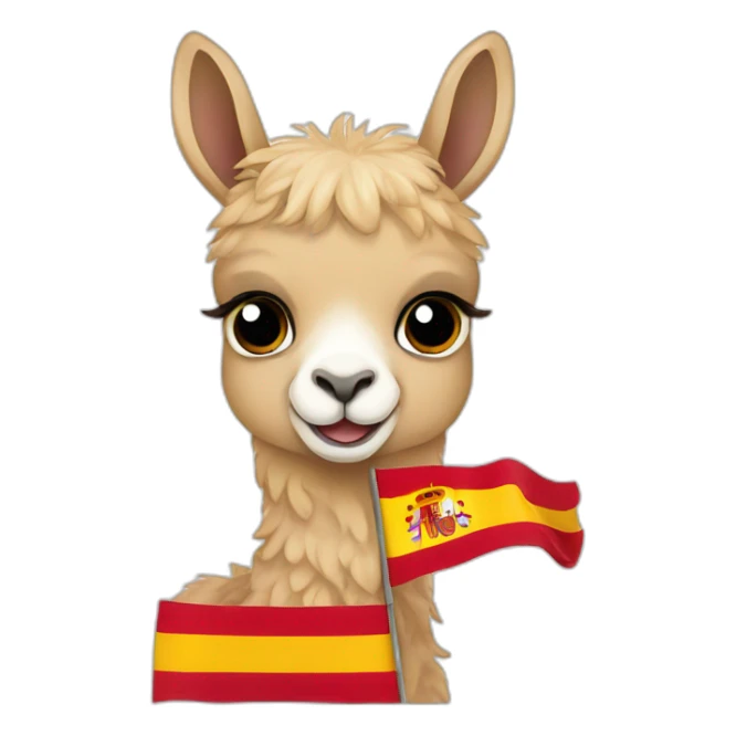 Baby llama with Spain flag in the background sticker