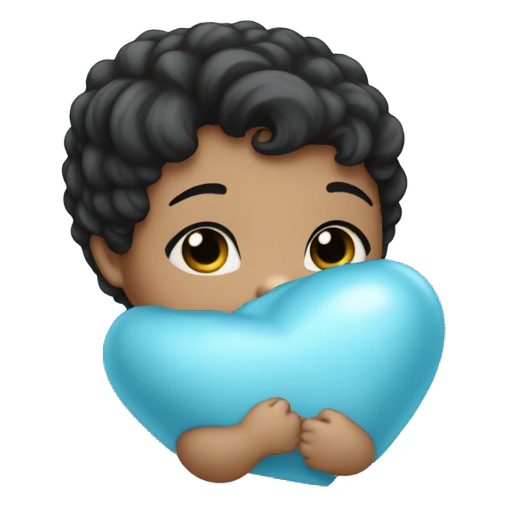 Half baby blue and black heart sticker