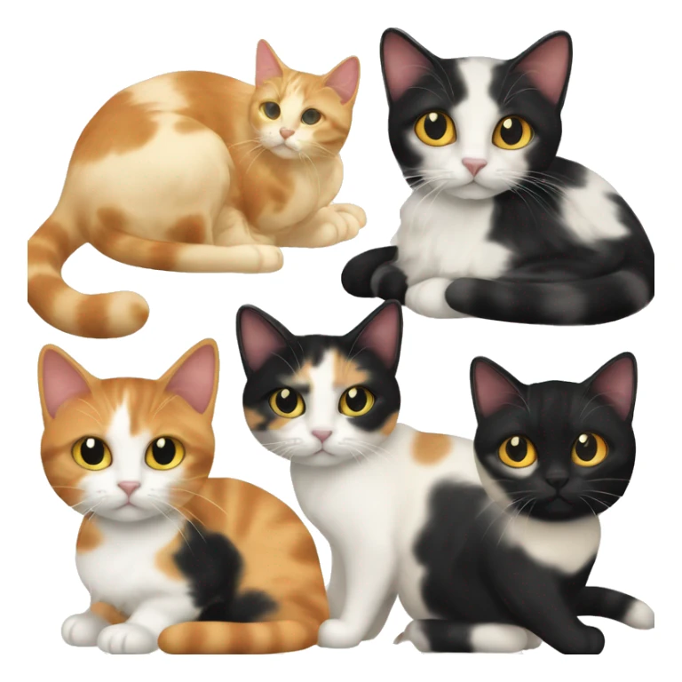 calico cream cat with mostly black calico cat with orange calico cat mixed sticker