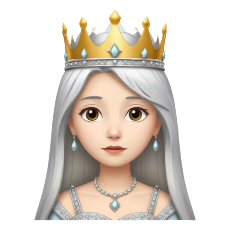White silver straingt Long Haired Women, Queen with crown — soft expression sticker