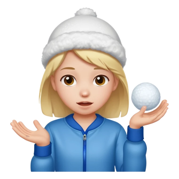 kid girl with sweated holding snowball sticker