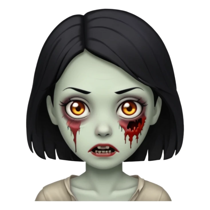 Zombie girl with black hair sticker