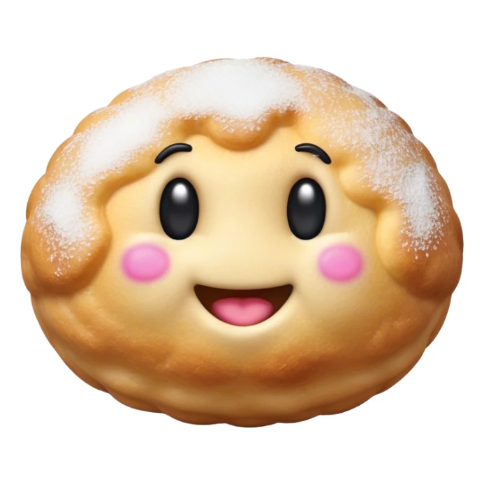 Cinematic Realistic Bu√±uelo Dessert Emoji, showcasing a fluffy, deep-fried dough ball dusted with sugar rendered with lifelike textures and warm, festive lighting. sticker