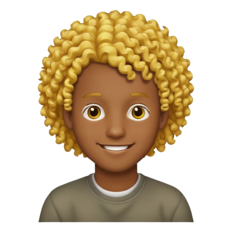 Young, male, dark skin, yellow curly hair sticker