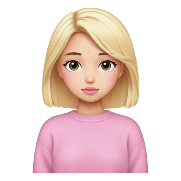 Aesthetic girl with pink sweater blonde  sticker