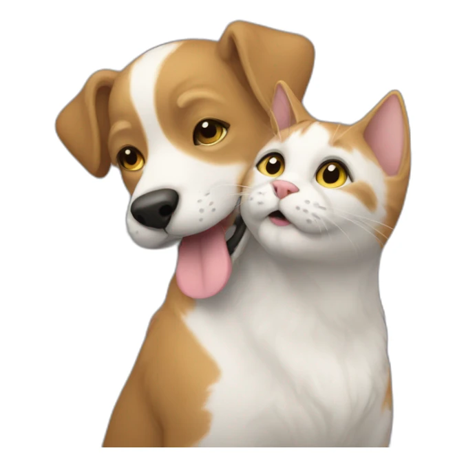cat kissing dog in the moonlight sticker