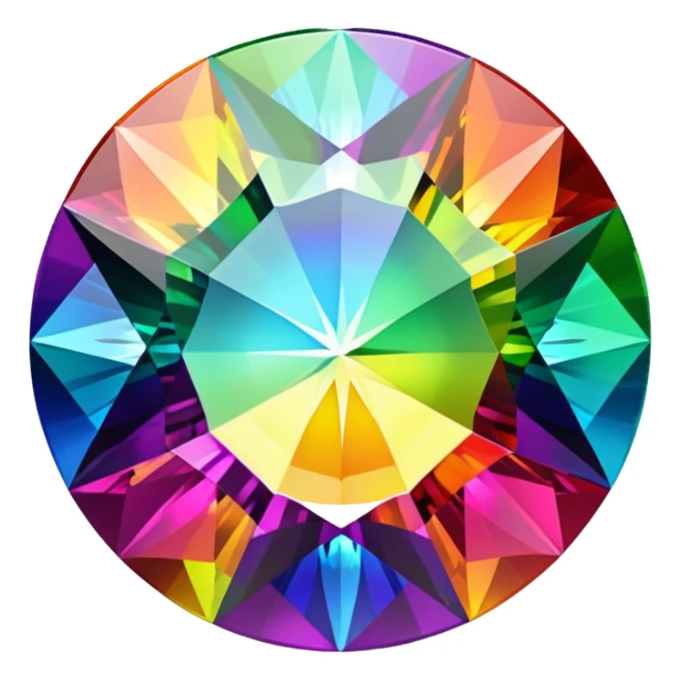 round cut rainbow gemstone with all colors of the spectrum shining through sticker