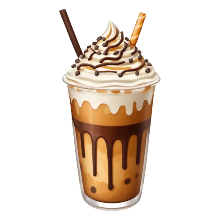 iced caramel macchiato with chocolate caramel drizzle sprinkles on cold foam sticker