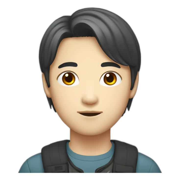 korean young male with middle part hair sticker