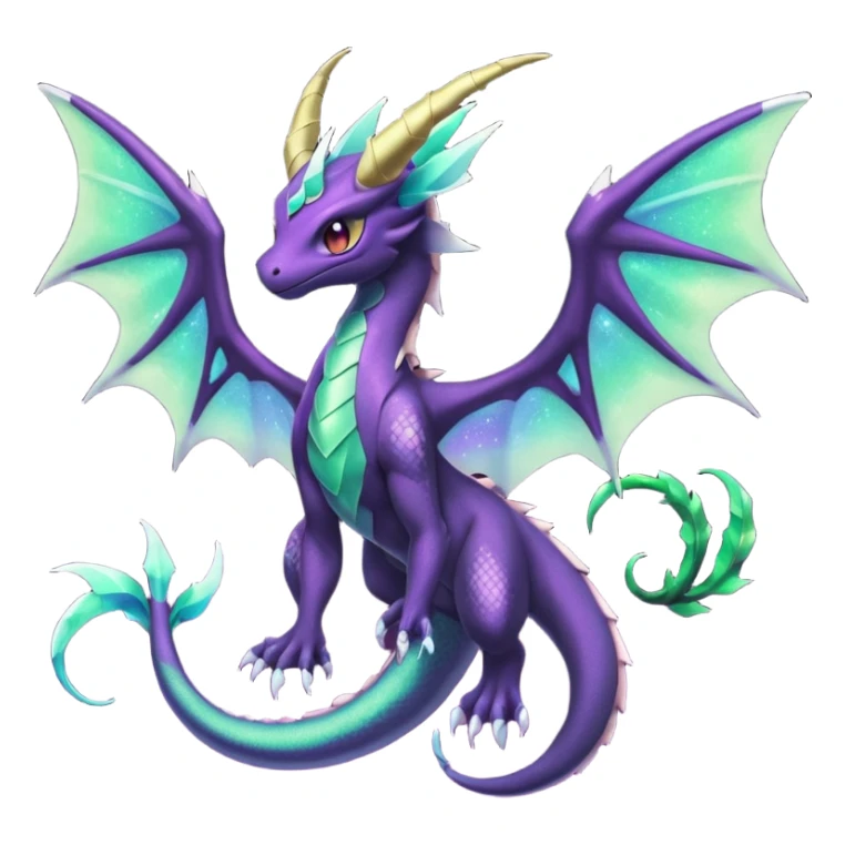 Void-Black Star-Dusted Night-Shimmered Cosmic-Winged Draconic Noivern-Rayquaza-Lunala creature (full body) sticker