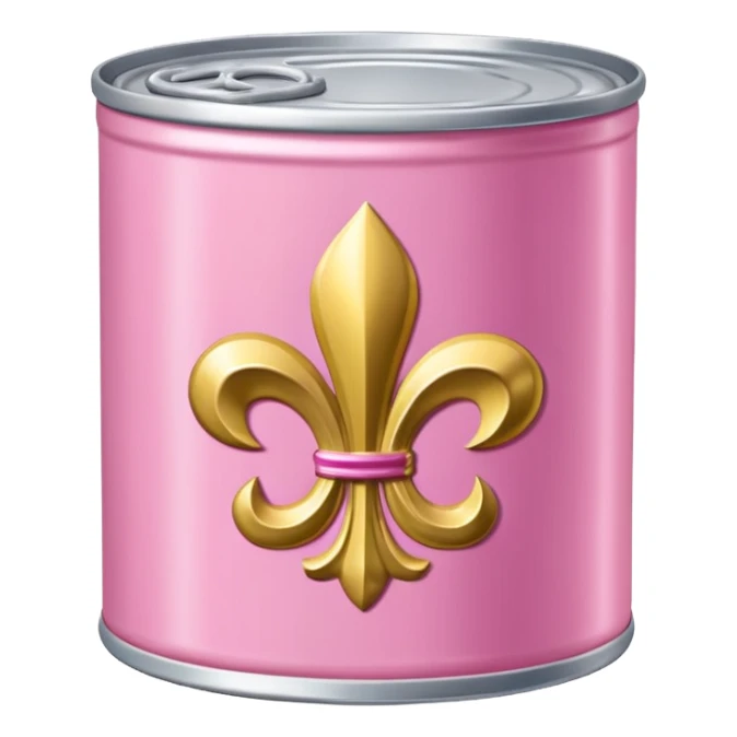 Jeff Koons style pink can of SPAM with Fleur de lis sticker