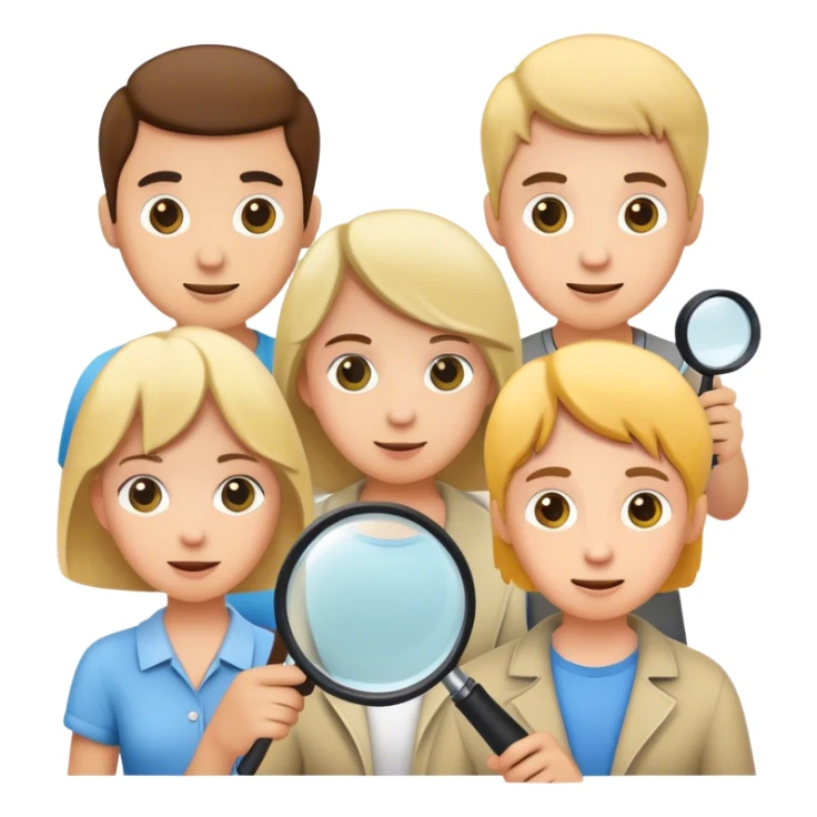 many white people, searching, hobbies, interests, magnifying glass, users, explore, activities, find, discovery, passion, pursuit sticker