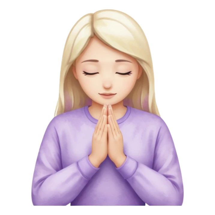 Hands in prayer in watercolor, sleeves in lilac color sticker