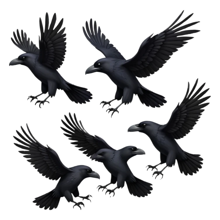 group of ravens in flight sticker