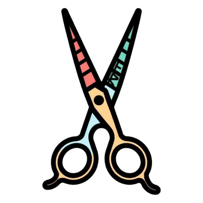 Barber shop logo with the text "baber" and scissors sticker