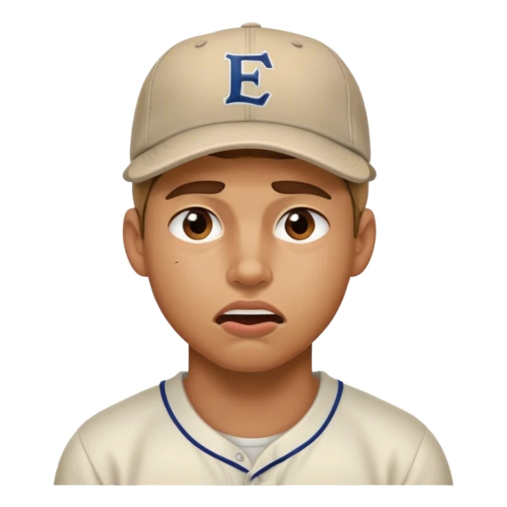 "frat boy" wearing a backwards baseball cap bitting his lip and squinting sticker