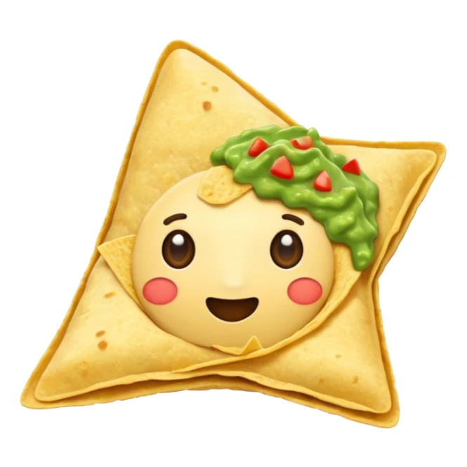 Tortilla chip with green guacamole on it  sticker