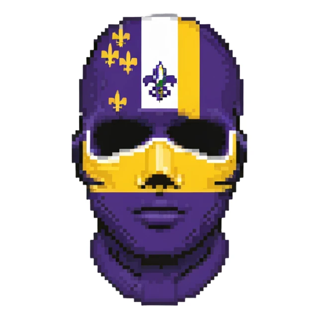 Louisiana themed ski mask with state flag colors and outline sticker