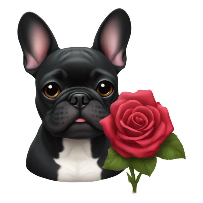 French bulldog black with rose sticker