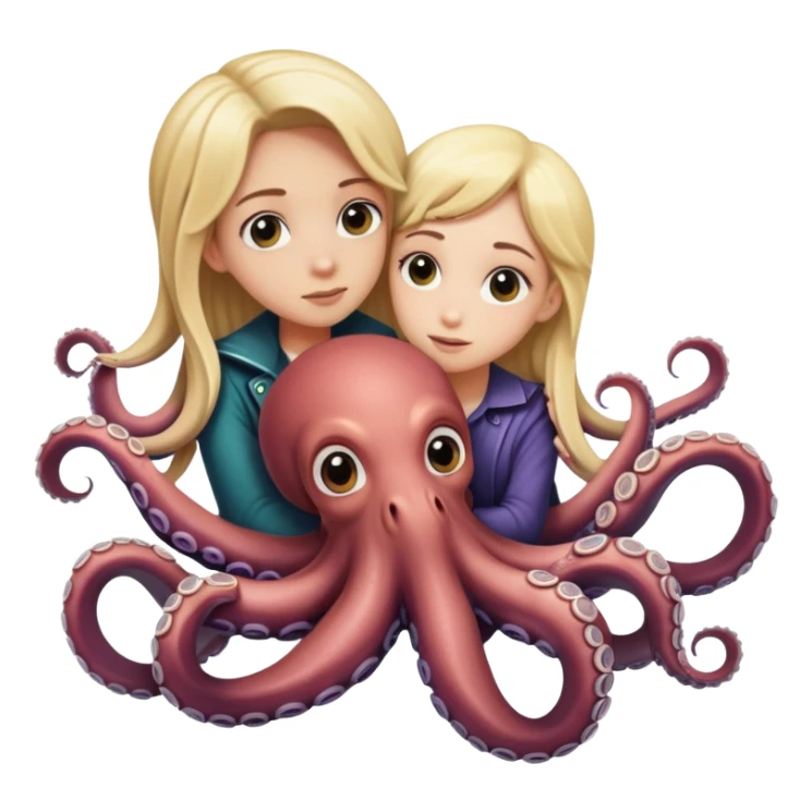 Giant Half blonde girl, Half octopus holding a guy in her tentacles.  sticker
