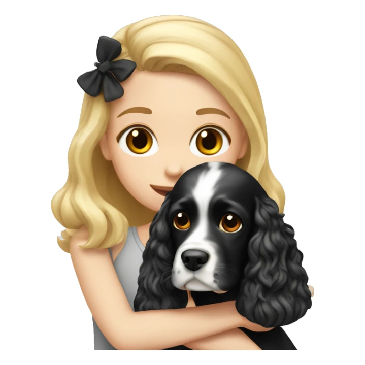 Blond girl with black and white cocker spaniel sticker
