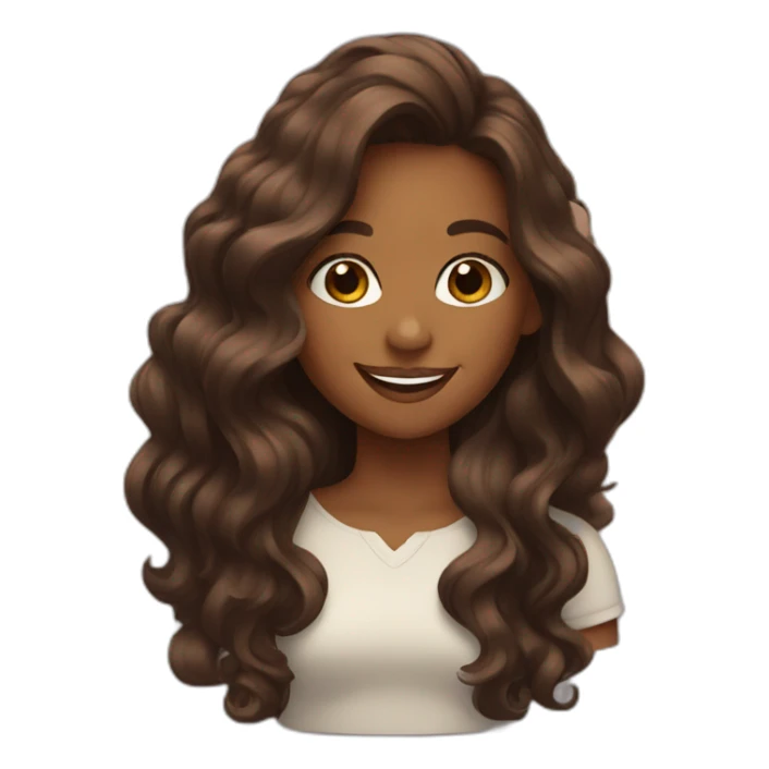 A brown girl with long wave hair smiling  sticker