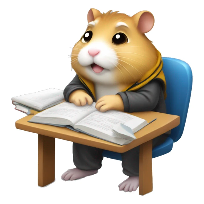 University hamster student, Study hard, lots of assignment deadline, tired, study at Night, using computer  sticker