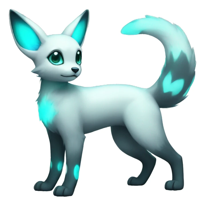 White Shiny Pastel Umbreon with glowing cyan markings full body sticker
