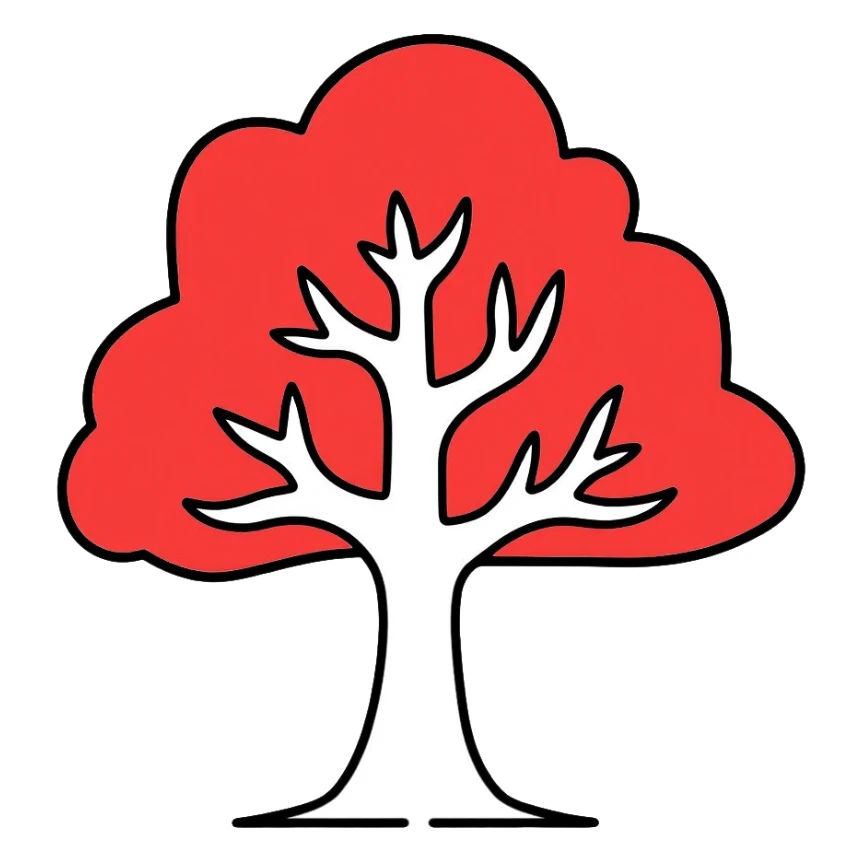 white tree with red foliage sticker