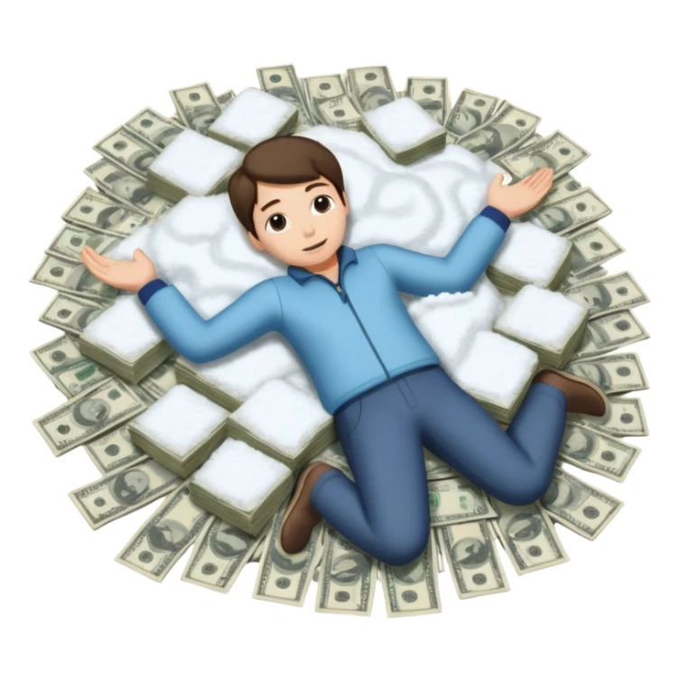 making a snow angel in money sticker