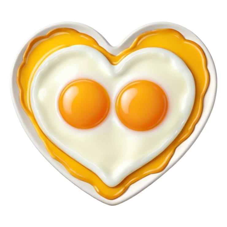 fried egg in the shape of a heart sticker