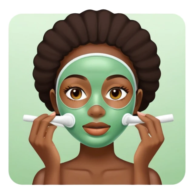 Black girl applying face mask skincare sticker