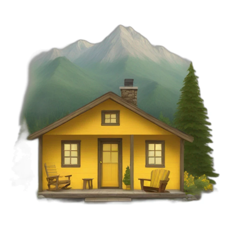 Cabin with yellow armchair on porch sticker