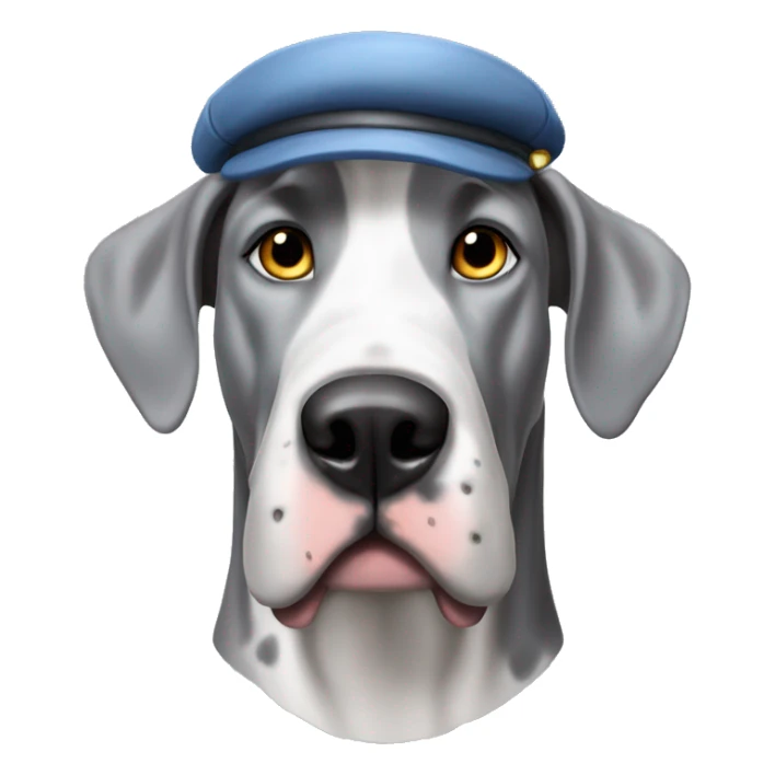 Merle grey Great Dane wearing a fighter fighter hat  sticker
