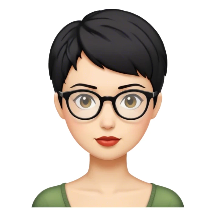 woman pixie cut black hair with glasses sticker