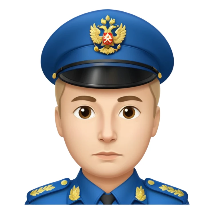 Russian policeman with traditional Russian police hat and uniform sticker