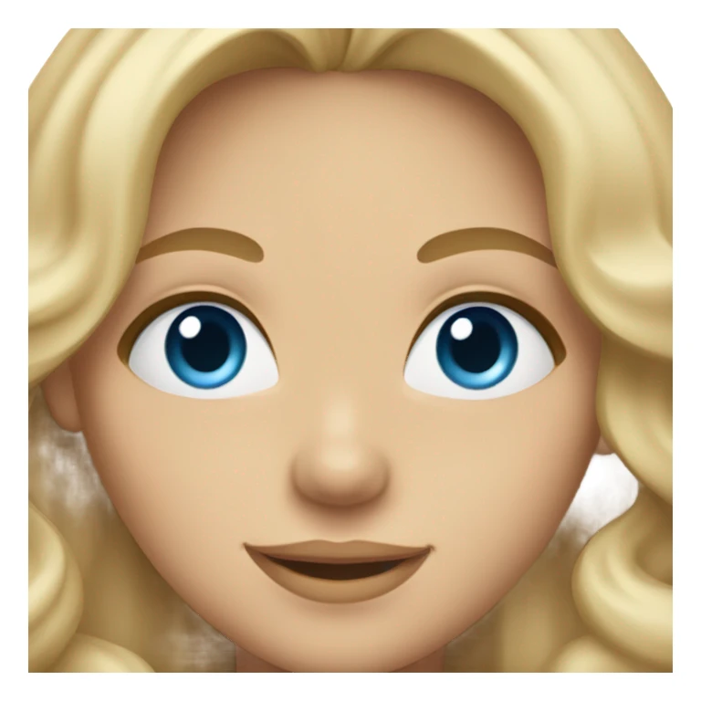 tan blond girl smiling, blue eyes, long eyelashes, wavy haircut  sticker