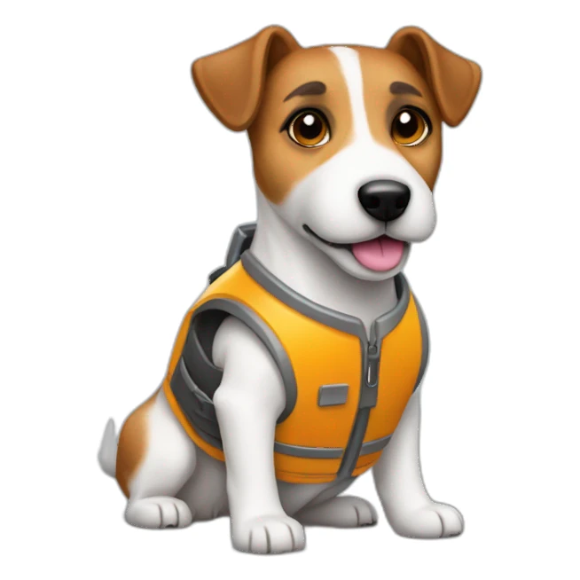 a jack russell terrier dog who works as a switchman and wears a bulletproof vest sticker