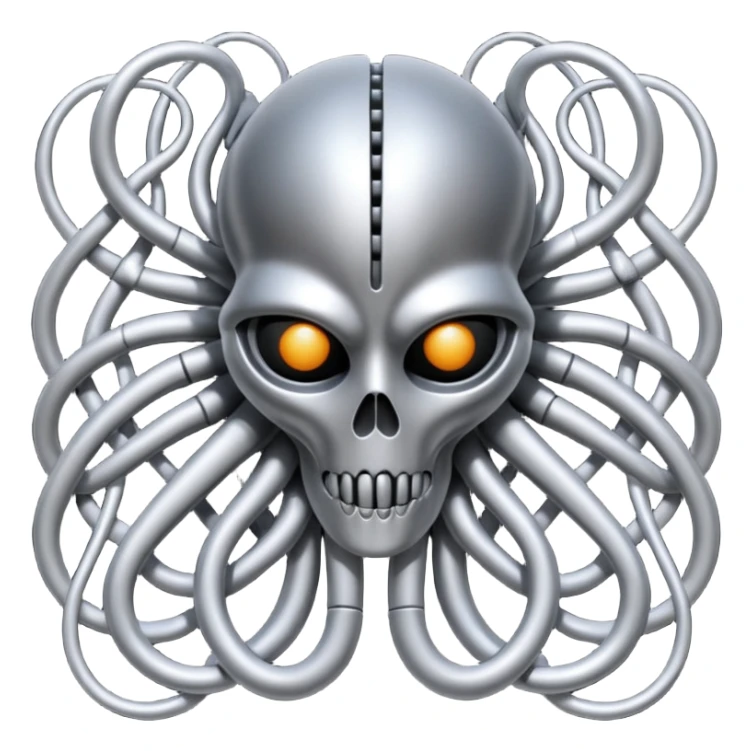 organic wires merging, Giger style, surreal and metallic sticker