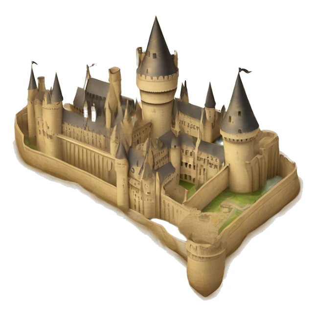 The Marauder's Map is a magical parchment that shows the layout of Hogwarts Castle, including secret passages and the location of people within its grounds, marked with moving dots. sticker