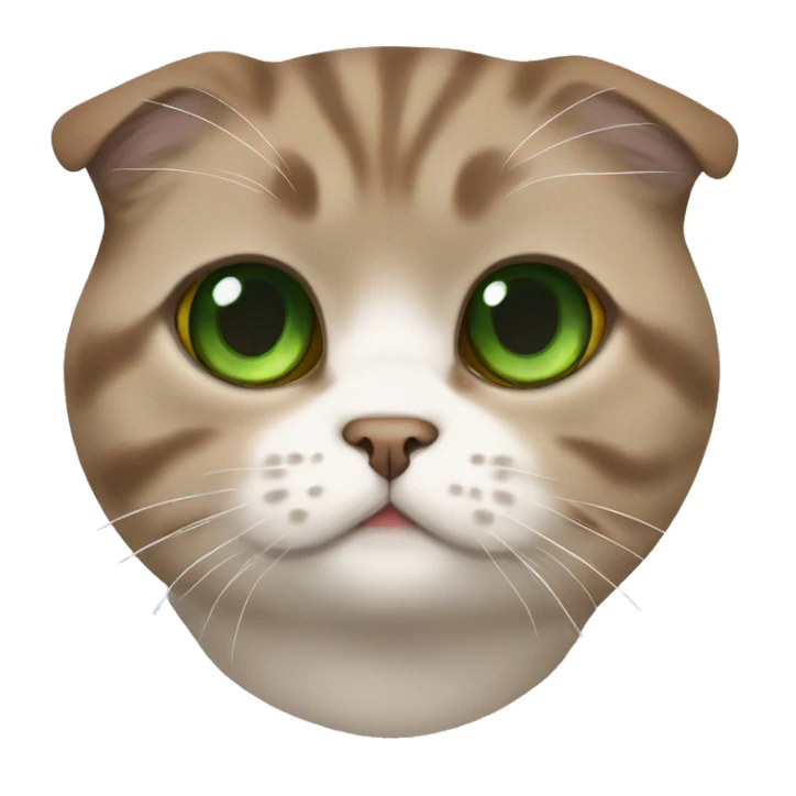 Brown Scottish fold cat with green eyes sticker