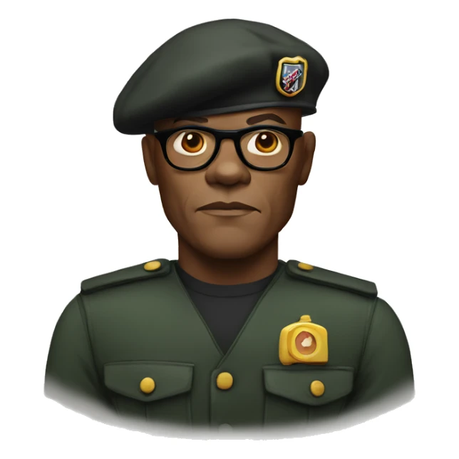 bald samuel l jackson serious wearing beret sticker