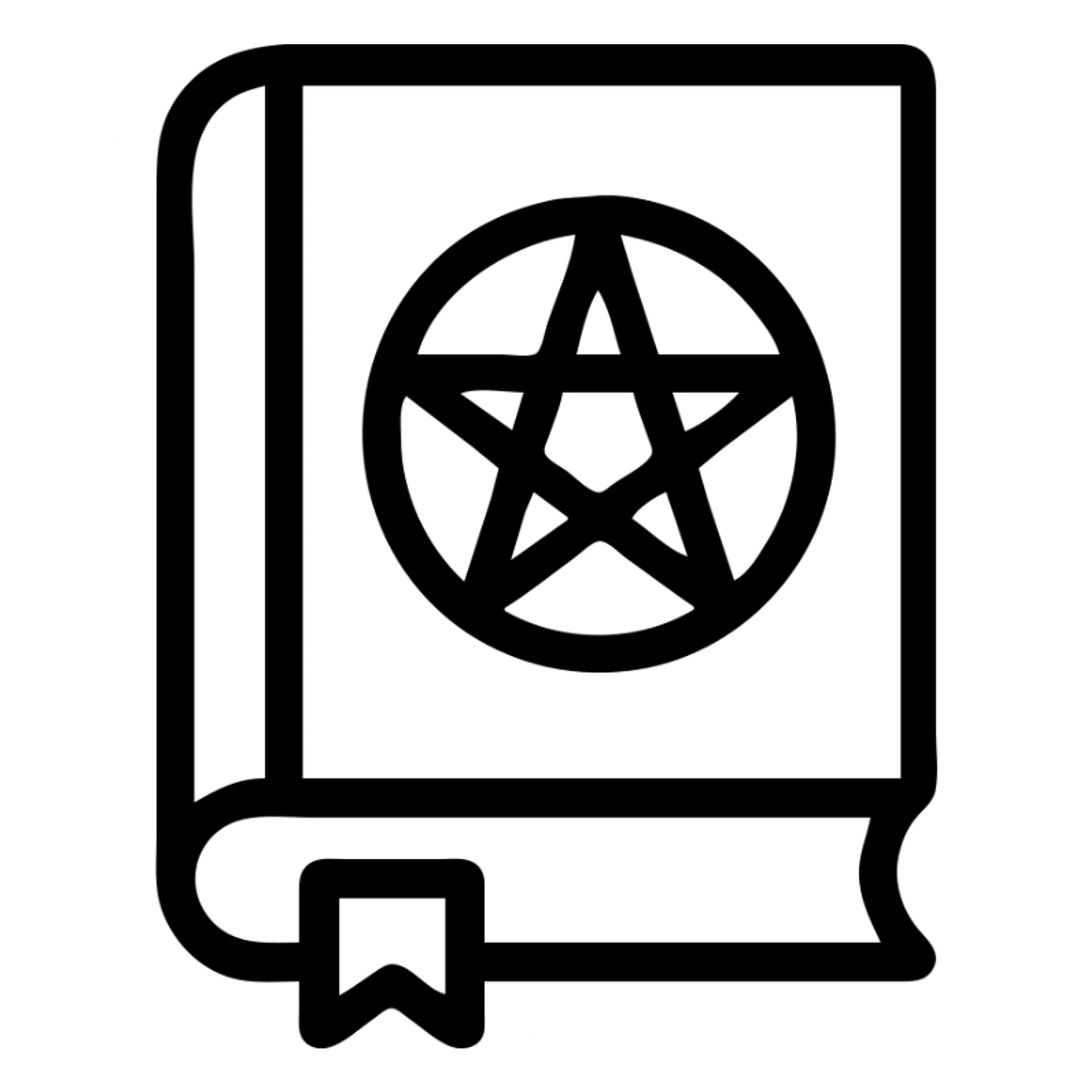 simple icon of a spell book, clean lines, minimal sticker