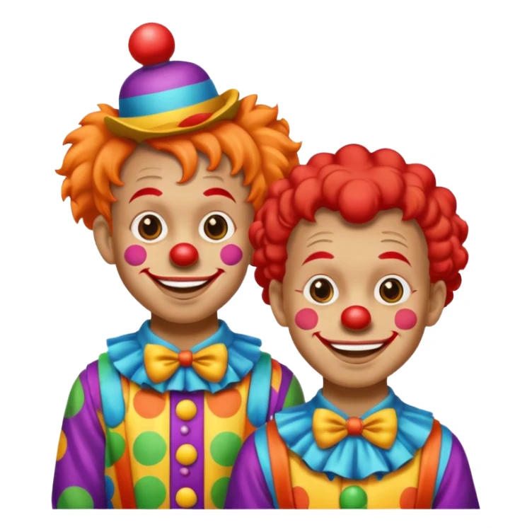 smiling boys in clown suit attire sticker