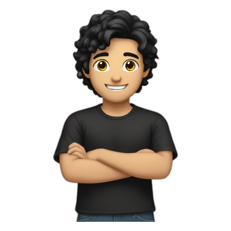 Teenage-black hair-handsome-smile-black shirt sticker